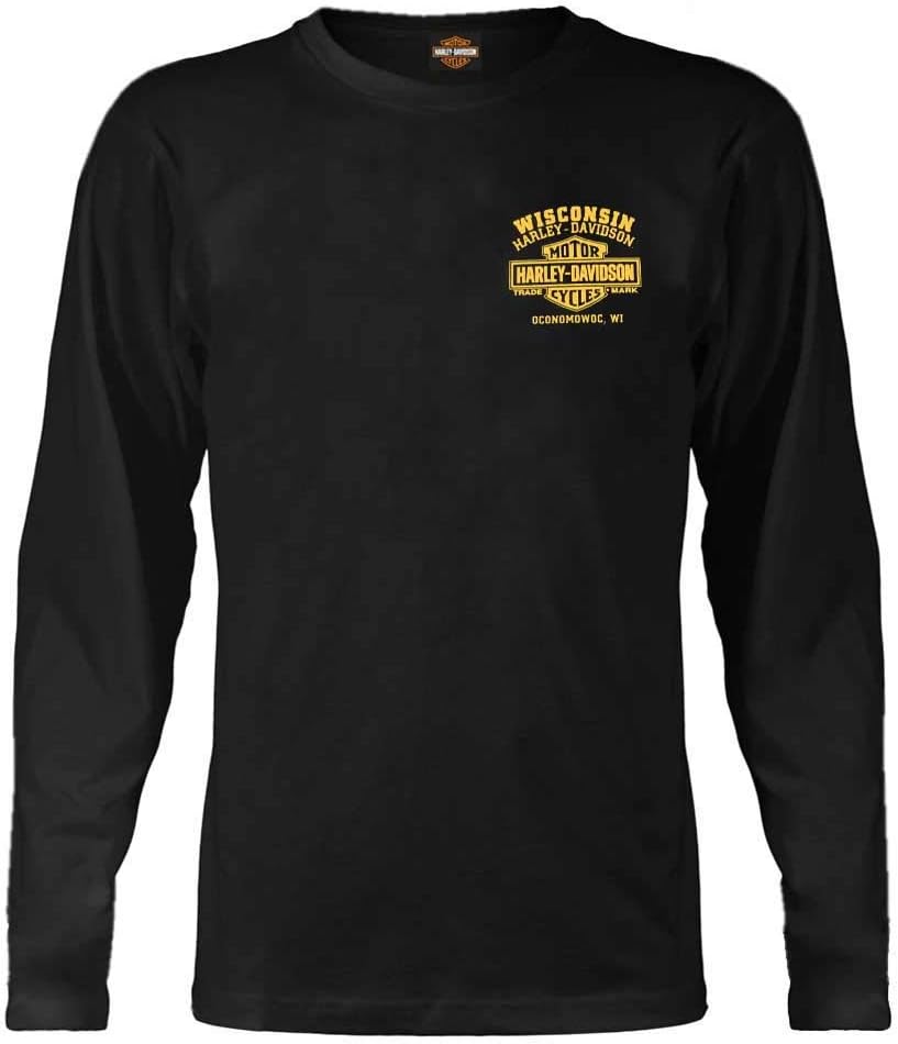 Harley-Davidson Men's Custom V Eagle Long Sleeve Crew-Neck Shirt - Black