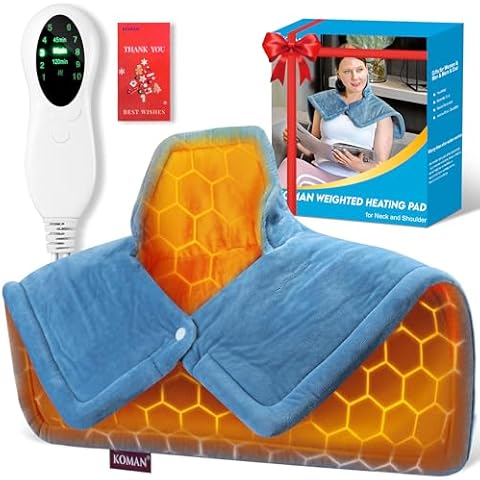KOMAN Heating Pad for Neck and Shoulder, Weighted Electric Heating Pad for Back Pain Relief, Wearable Body Heating Pad with 10 Heat Settings, Fast Heating, Auto Shut-Off,Machine-Washable… Cover