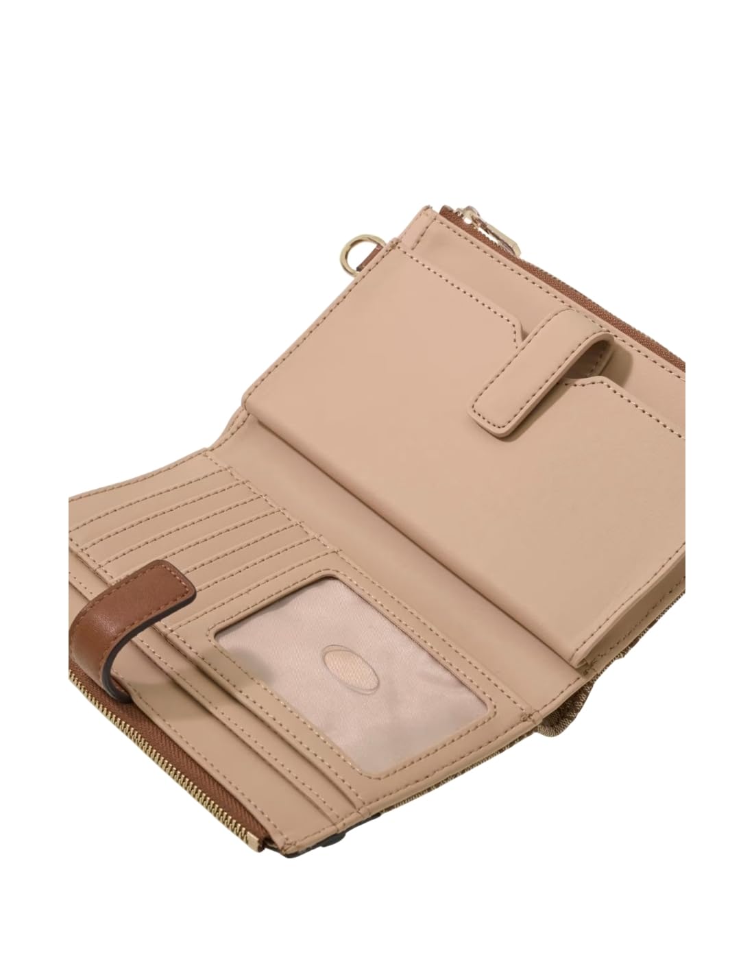 GUESS portafoglio Melinda Logo SLG Double Zip Organizer Latte Logo marrone chiaro