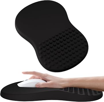 Ergonomic Mouse Pad with Wrist Rest, Smooth Mousepad with Comfortable Pain Relief Wrist Support and Upgraded Easy Clean Non-Slip Base for Laptop, Computer, Office &Home Massage Design, Black