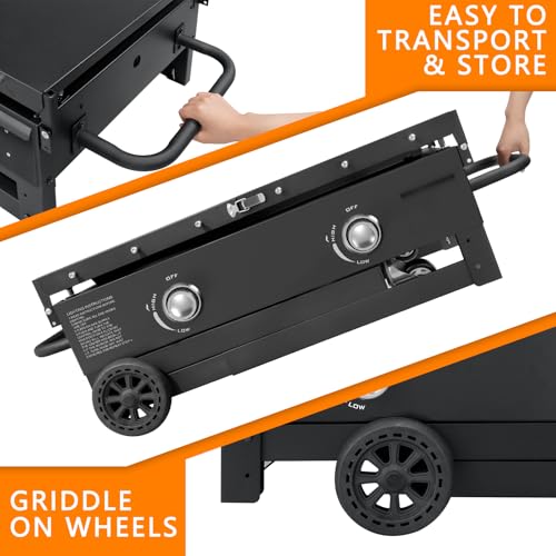 Skok Foldable Gas Griddle-28 Inch Outdoor Propane Griddle, Portable Flat Top Gas Grill -30000 Btu Propane Fuelled thumb #5