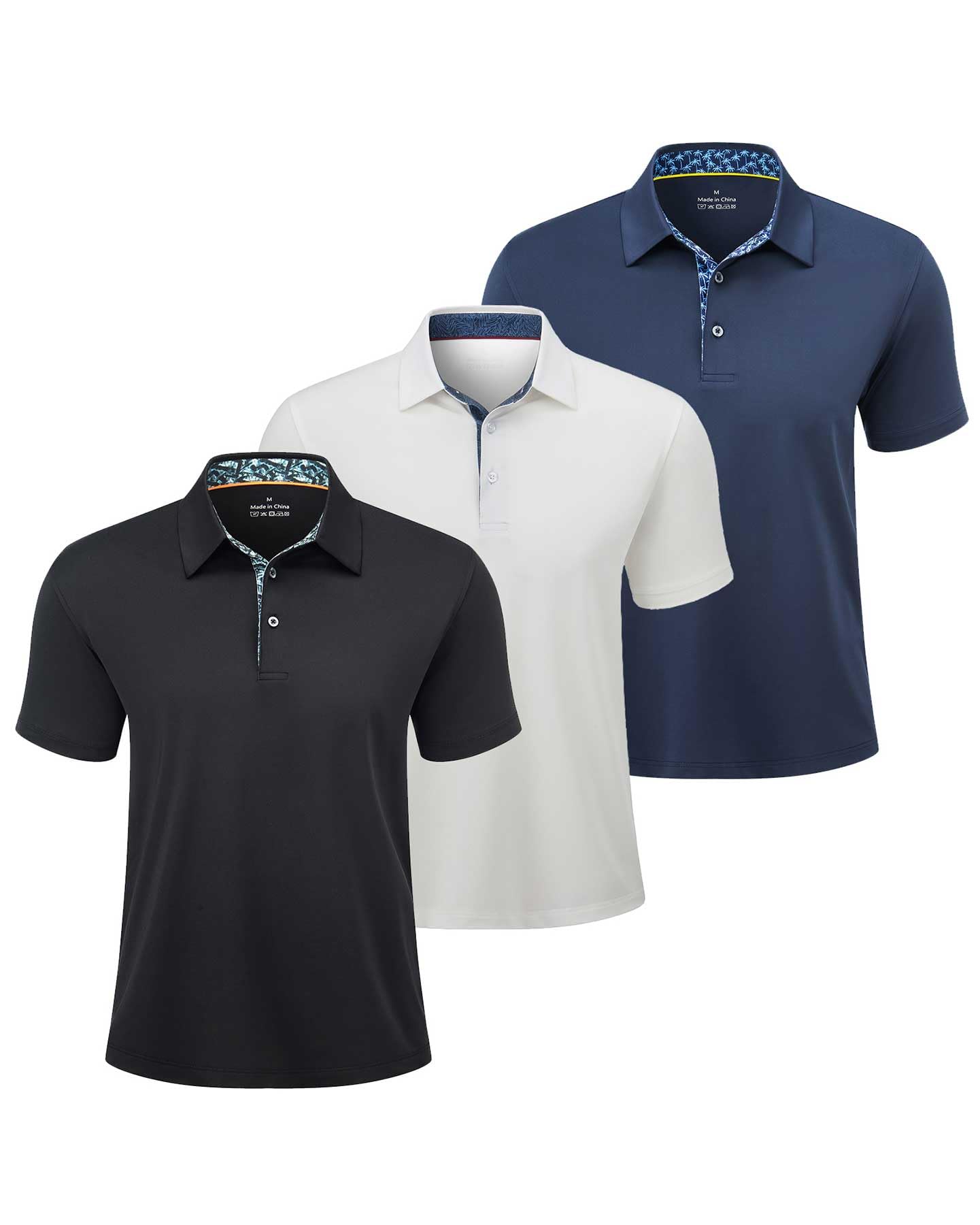3 Pack Mens Polo Shirts Short Sleeve Dry Fit Golf Business Casual | Moisture-Wicking, Quick-Dry, 4-Way Stretch, Breathable Fabric, Golf, Travel, Office, Business Casual & Daily Wear