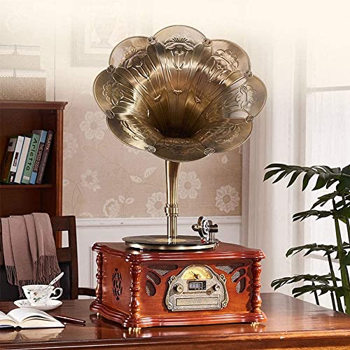TAISK Tourne-Disque, européen rétro rétro Big Horn Gramophone Vinyl Record Machine Multifonction Bluetooth CD Radio Play… - Les Beatles, Paul McCartney, John Lennon, RIngo Starr, George Harrison TAISK Tourne-Disque, européen rétro rétro Big Horn Gramophone Vinyl Record Machine Multifonction Bluetooth CD Radio Play…