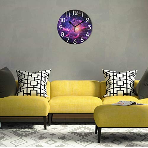 Naanle Magic Out Space Nebula Stars Printed Silent Round Wall Clock Decorative, 9.5 Inch Battery Operated Quartz Analog Quiet Desk Clock For Home,Office,School #TOP3