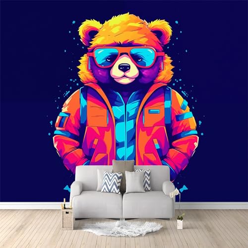 Papel pintado fotográfico no tejido 300 x 210 cm Patrón de decoración de pared Personajes De Dibujos Animados Osos Pegatinas de pared gigantes con carteles 3D