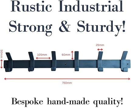 Lifespace 30in Rustic Industrial Bespoke Utility Hook - 6 Hooks