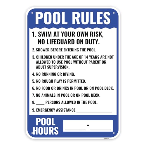 Cartel de reglas para piscina en aluminio 14x10 pulg miniatura 1