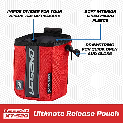 Legend - Xt520 Quick Release Pouch & Finger Tab Bag (Red) | Interior Divider For Better Organization & Storage Of Release Aids | Attaches To Standard 2" Belt | Quick Drawstring Closure #TOP2