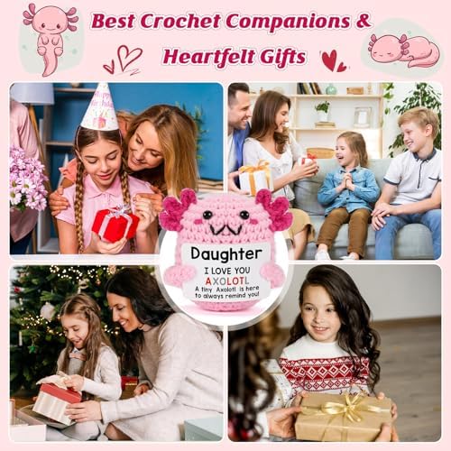 WEYON Daughter Gifts from Mom, Back to School Gifts for Kids on First Day, Handmade Crochet Axolotl Plush, Teen Girl Trendy Stuff, Birthday Christmas Basket Stuffers for Tweens — view 7