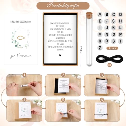 Hestya Kommunion Geldgeschenke für Jungen Mädchen Geschenke zur Kommunion Karte mit Reagenzglas Kommunionsgeschenke für Jungen Mädchen Erstkommunion Geldgeschenke Verpackung aus Holz(Eukalyptus)