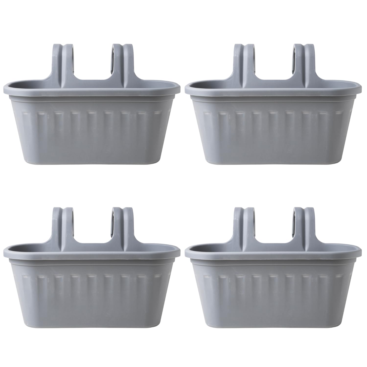 Fabfinds Grey Overfence Basket Outdoor Hanging Plant Pots Garden Over Fence Planter Large (, 4)
