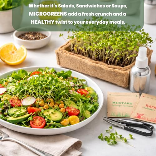 Image of Microgreens Grow Set Seeds | Complete Gardening Package Jute Trays, Cocopeat, Spray Trimmer Tools | Fresh Harvest Living Spaces, Balcony, Terrace Countertop Cultivation