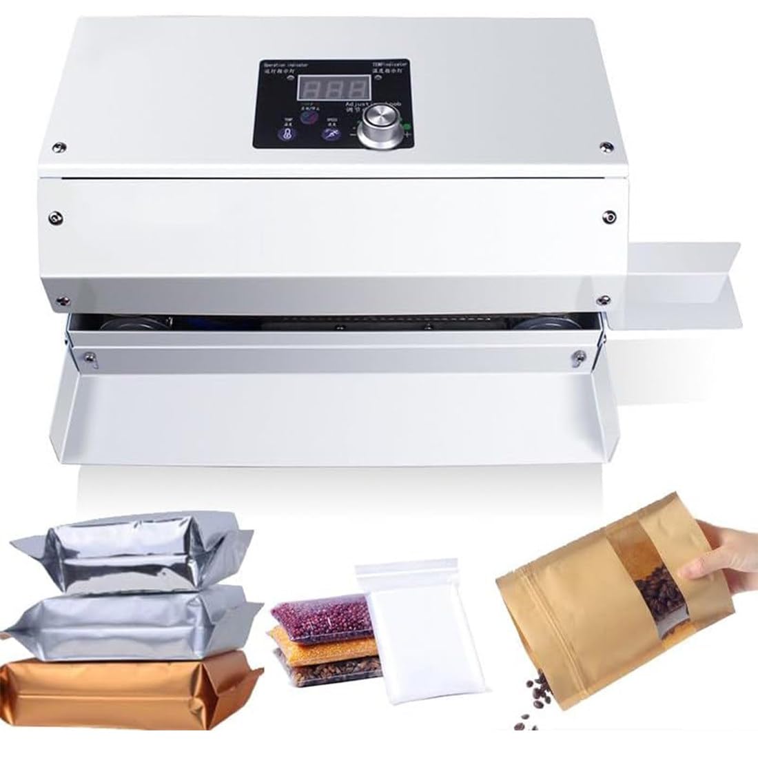 Aserzenith 1 Automatic Plastic Bag Heat Sealing Machine,6M/Min Continuous Band Sealer,Auto Food Packaging Machine,Industrial Sealing Machine For Home-Made