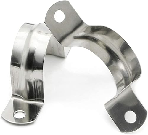 Miniatura 20 de 10 correas rígidas de tubo de 4 pulgadas, correa de acero inoxidable de dos agujeros, soporte en U, correa de tubo ampliada, clip de tensión, kit