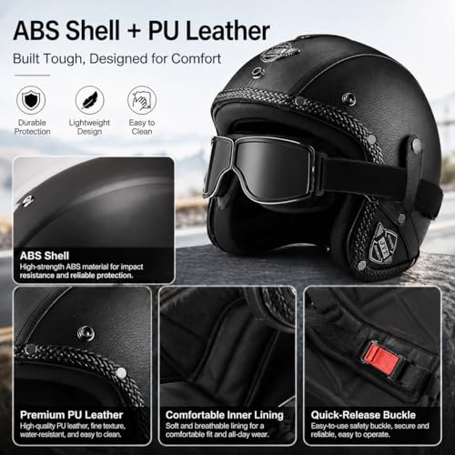 Casco retro abierto compacto complementario a casco jet para scooter y moped 3