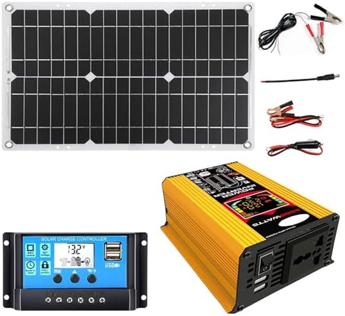 6000W Solar Power Kit - Complete Set with 18W Solar Panel & Dual Inverter - Ultimate Outdoor Charging Solution for Camping, RVs, and Emergency Use (Unique Color)