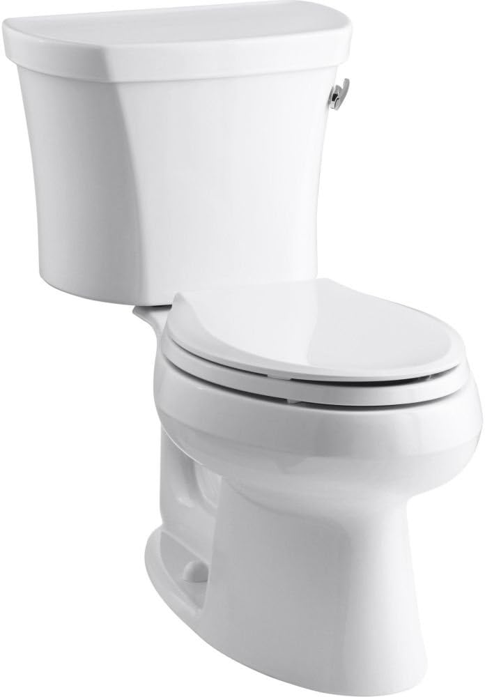 Kohler KOH3948-RA-0 1.28 GPF Two-Piece Elongated Toilet with 14" Rough In and Right Hand Trip Lever from the Wellworth Collection White