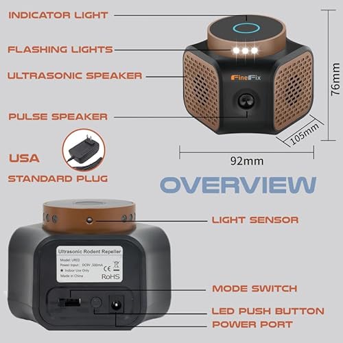 Finefix 02 360 Ultrasonic Rodent Repeller 4-Mode Mouse Repellent Ultrasonic Plug In Mice Repellent Indoor Ultrasonic Pest Repeller Indoor Ultrasonic Rodent Repellent Ultrasonic Plug In Attic Home Garage thumb #7