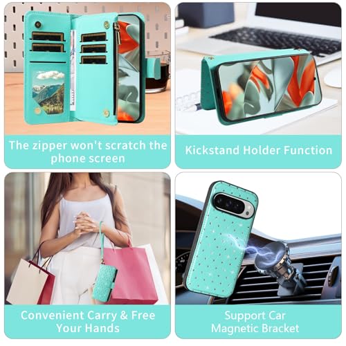 Pochette Google Pixel 9 Pro XL zippée à paillettes avec sangle amovible