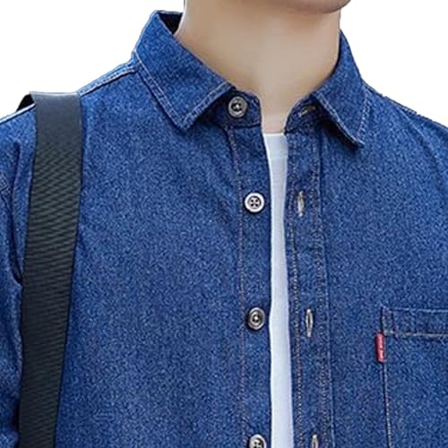 Maiyifu-GJ Men's Cotton Lightweight Denim Shirts Long Sleeve Button-Down Shirt Spring Fall Casual Trucker Jean Jacket4