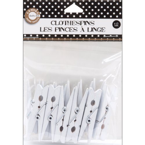 Canvas Corp CLS2151 1 7/8-Inch-by-.5-Inch Small White Clothespins 12-Pieces