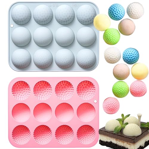 Golf Chocolate Mold Set - Silicone Baking Molds with Ball Club Hole & Tee Food-Grade for Golf Party Treats Chocolate Bombs & DIY Sports Gifts - 2 Pack