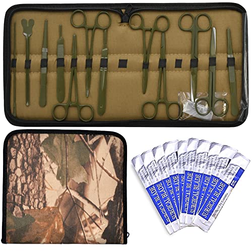 MuskalMed Advanced Dissection Kit - 24 Pieces Total. High Grade Stainless Steel Instruments Perfect OD Green