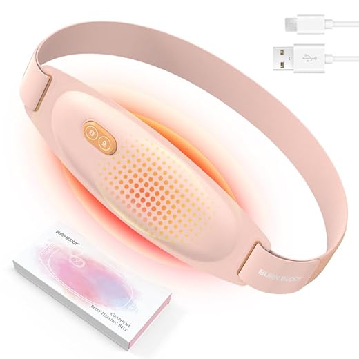 Cojín calefactor menstrual, cinturón eléctrico para períodos con 3 niveles de calor, cinturón de calor menstrual con 5 modos de masaje para aliviar el dolor de espalda y abdomen