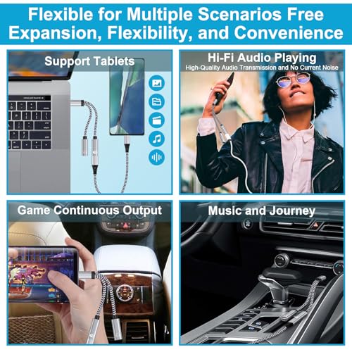 Image of USB C Splitter,Dual USB Type C Headphone and Charger Adapter Cable for iPhone 17e 17 Pro Max 17 Air 16 Pro 16 15,USBC Splitter 1 in 2 Out Type C Audio Jack for Samsung Galaxy S26 S26 Ultra S26+S25 S24
