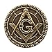 Square & Compass Round Antique Brass Freemasonic Lapel Pin - 1" Diameter