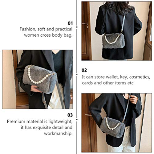 KESYOO Bolsa Feminina de Pele Falsa Cinza para Noite Telefone Carteira Bolsa Bolsa de Ombro Crossbod