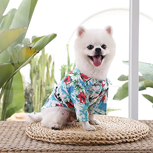 Dog Hawaiian Shirt - Dog Summer Clothes, Breathable Dog T-Shirts With Floral And Sea Island Pattern, Puppy Outfit, Dog Shirt For Small Dogs Boy And Girl In Hot Days #TOP1