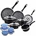 Magefesa Batería 10 piezas cacerolas diámetro16 y diámetro 20 tapas, olla diámetro16 tapa y cazo de diámetro 14, y 3 Sartenes diámetro 18 diámetro 20 y diámetro 24 cm, acero vitrificado