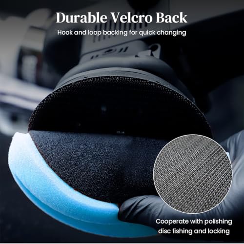 Image of Serplex 5pcs Buffing Polishing Pads for 15cm Backing Plate,Backing Plate Compound Buffing Sponge Pads Cutting Polishing Pad Kit Car Polishing&Buffing Sponge Pads Kit for Polishing and Waxing,Assorted