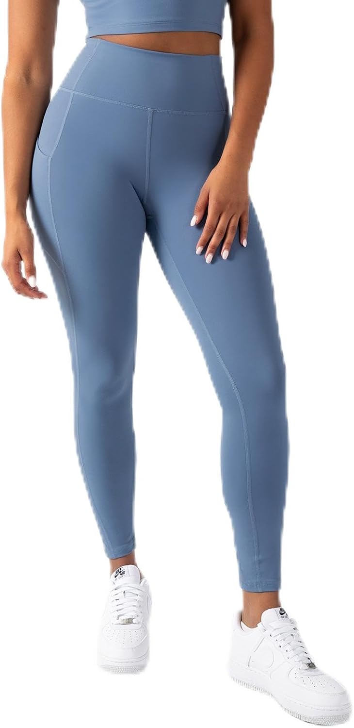 YITTY Active Women's Ultraluxe High-Waist Pocket Legging, Athleisure, 4-Way-Stretch, Elemental Blue, XXL/1X, Short | 25" Inseam