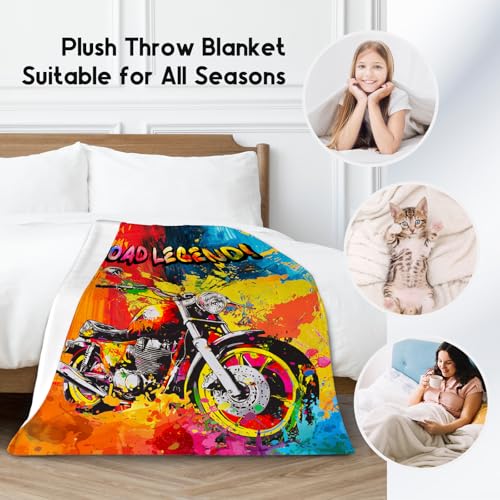 Boys Blankets - Motorcycle Blanket Gifts for Toddlers Kids - 40x50 Inches Comfy Lightweight Flannel Throw for Couch Office