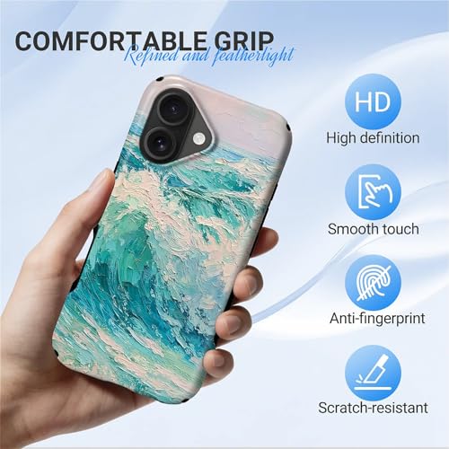 casesok for iPhone 17 Case,Compatible with MagSafe,Dual-Layer Hard Shell + Silicone Cover,Full Body Protection Shockproof Case for iPhone 17-Textured Ocean Wave Coastal Seascape by casesok - Used condition - Image 6