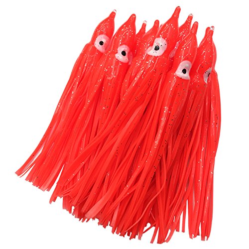 Cheerouters Hoochie Octopus Skirts Trolling Lures Fishing Tackle Soft Plastic Lures Luminous Squid Skirts Saltwater/Bait Lures1.9 '' - 8 ''(22PK) (Red/Non-Luminous, 5.9in/22Pack) by Cheerouters - Used condition - US$14.40