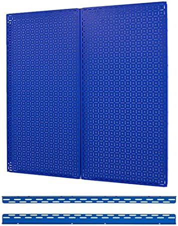 OmniWall Pegboard 2- Panel Side-By-Side Set 32-Inch Tall x 32-Inch Wide Metal Pegboard For Garage & Home Storage Blue