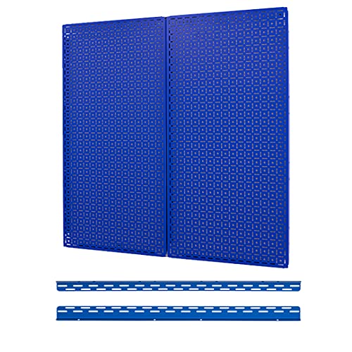 Omniwall Pegboard 2- Panel Side-By-Side Set 32-Inch Tall X 32-Inch Wide Metal Pegboard For Garage & Home Storage Blue #TOP18