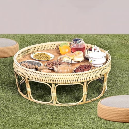 Plateau de table basse en rotin rond résistant et très facile à nettoyer