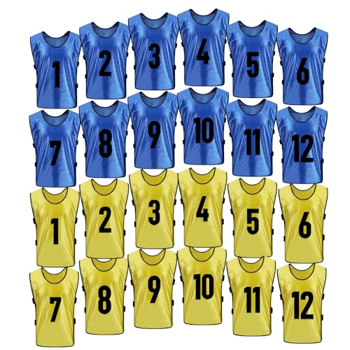 BGHTYYP 24 Pack Scrimmage Team Vests Reversible Numbered pinnies Soccer Basketball Jerseys for Child & Adult Sport Football Pennies