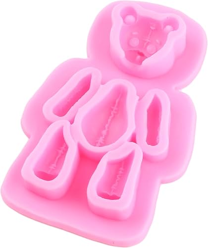 Miniatura 8 de RFGHAC Juego de 5 moldes de silicona de oso para decorar pasteles, pasta de goma de mascar de chocolate y caramelo, arcilla polimérica