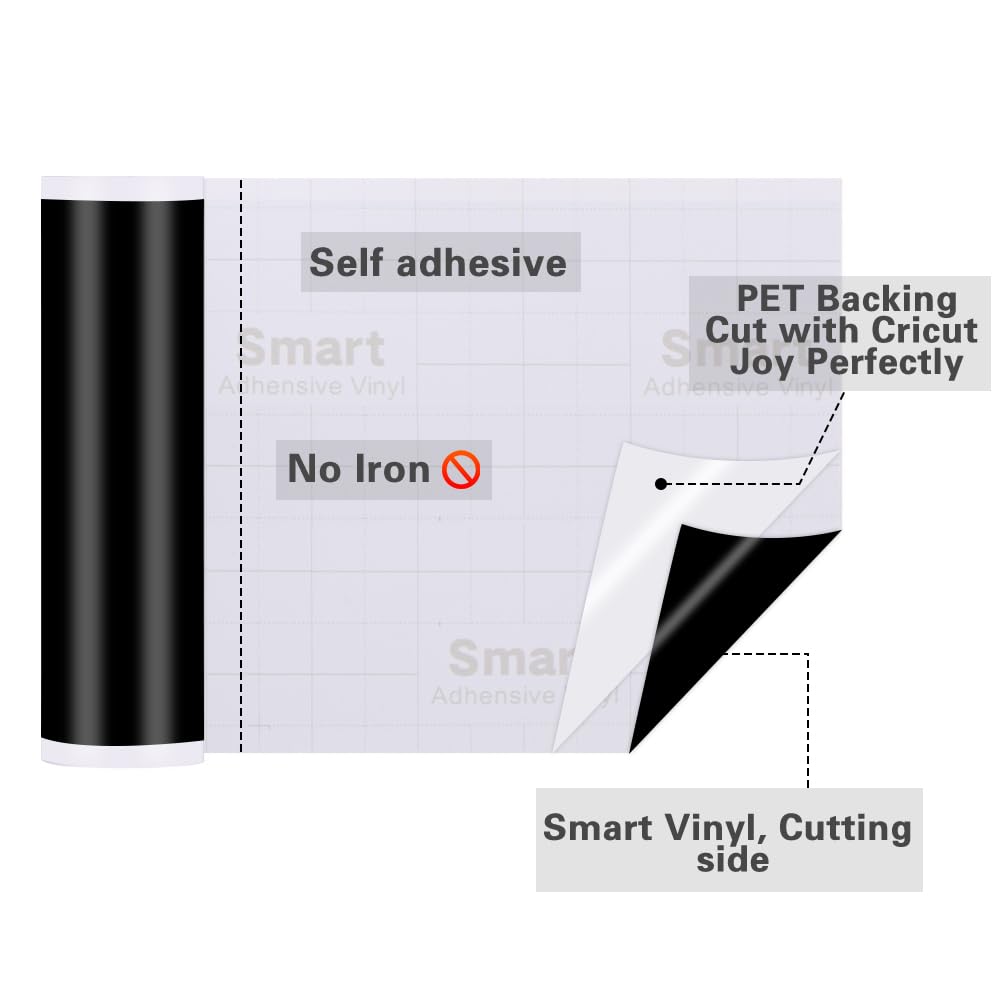 Smart Vinyl Permanent, Smart Adhesive Vinyl Permanent for Cricut Joy, rotolo autoadesivo in vinile, 14 cm x 200 cm, adatto per decorare tazze, bottiglie d'acqua, magliette, borse per il trasporto