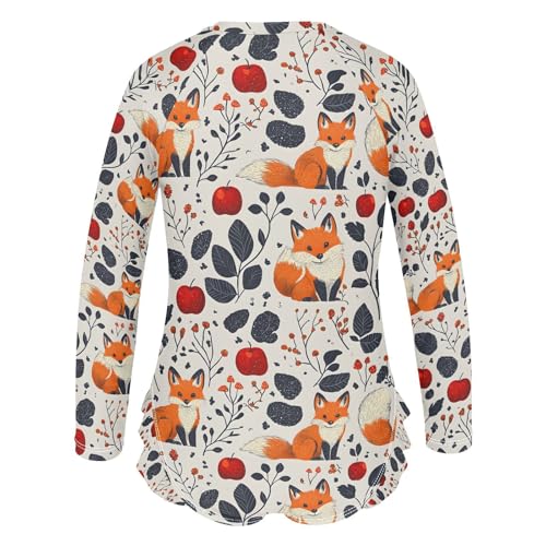 ALAZA Fox Fruit Leaf Girls One Piece Swimsuit Long Sleeve Rash Guard Swimsuits UV 50+ Swimwear Zipper3