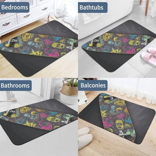 Tapis absorbant graffiti skateboard 60x40 antidérapant - 6