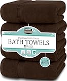 Utopia Towels 4 Pack Premium Bath Towels Set, 27 by 54 Inches, 100% Ring Spun Cotton 600GSM, Lightweight and Highly Absorbent Quick Drying Towels, Perfect for Daily Use, Dark Brown
