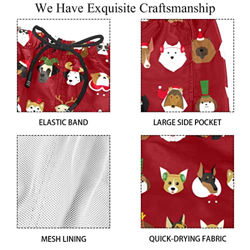 Short de plage à séchage rapide motif chiens de Noël pour éviter les irritations