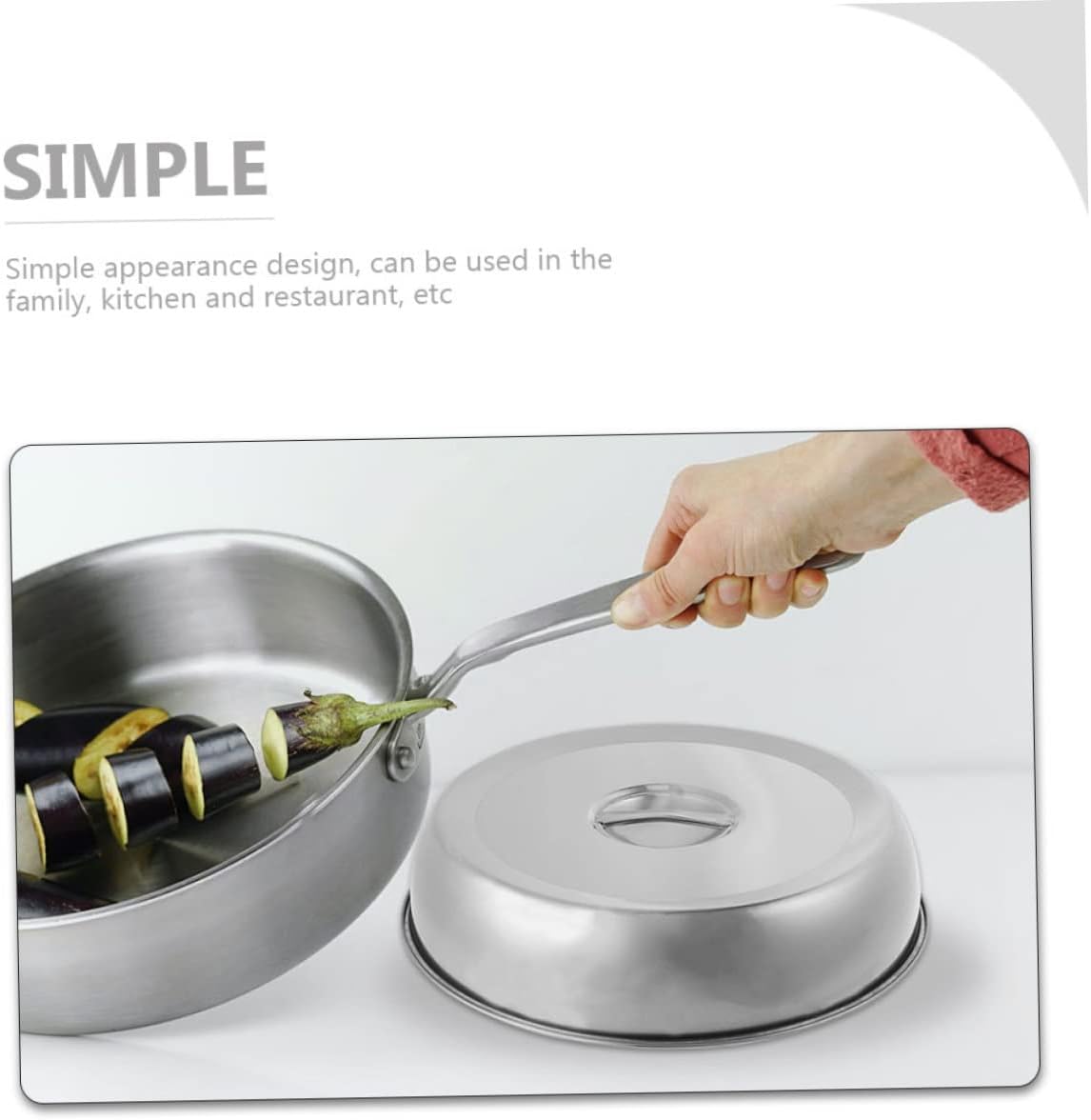 Mikinona Stainless Steel Steak Cover 9.45 Inch Pot Lid for Grilling Steaming Food Protective Cover for Home Kitchen Bbq and Restaurant Use