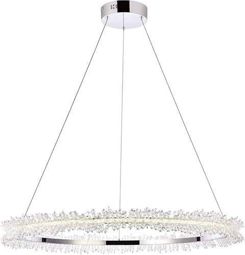 Elegant Lighting Laurel LED - Colgante cromado de 34 pulgadas